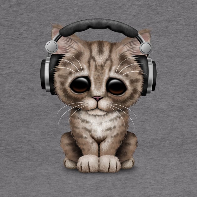 Cute Kitten Dj Wearing Headphones by jeffbartels